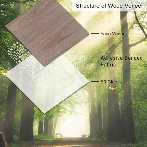 GSCIT Club 12 PCS Walnut Wood Veneer, 8 inch x 8 inch Wood Edge Banding Pre-glued Flexible, Veneer Tape Banding for Cabinet Repair Furniture Restoration