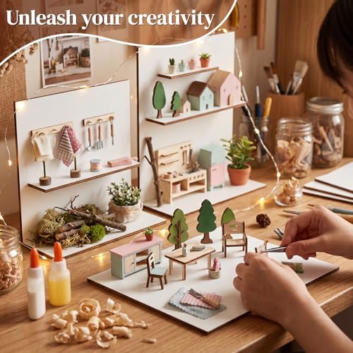 Geelin 12 Pcs 12 x 12 Inches Double-Sided Colored Plywood Sheets 1/8 Thin Craft Wood for Laser Cutting Engraving DIY Crafts Architectural Models Making (White)