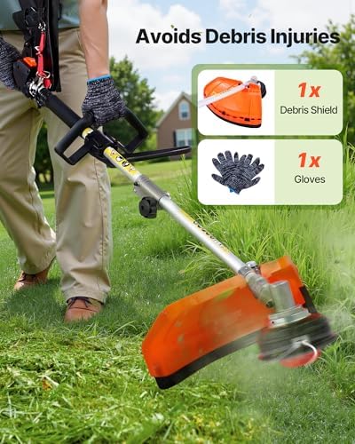 VEVOR Gas Hedge Trimmer, 2 Cycle Gas Power Handheld Hedge Trimmer, 4-in-1 26cc Weed Eater with Protective Gear Set, Includes Hedge and String Trimmer, Edger, Brush Cutter, for Trimming Shrubs & Bushes