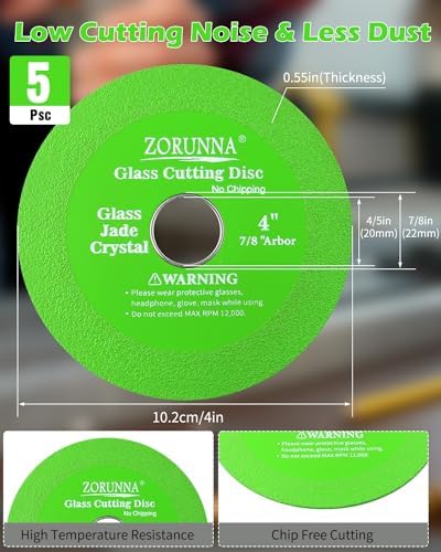 ZORUNNA 10Pcs 4 Inch Glass Cutting Disc, Diamond Blade for Angle Grinder