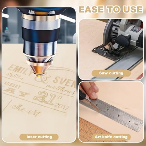 12 Pack Basswood Sheets for Crafts 12"x16"x1/8", 3mm Thick Plywood Sheets Board for Craft, Unfinished Wood Sheet for Laser Cutting & Engraving, Wood Burining, Painting, Staining，Architectural Model