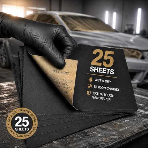 LiME LiNE Sanding Sheets 25 Pack, Automotive Grade Silicon Carbide Wet or Dry Sand Paper (800 grit)