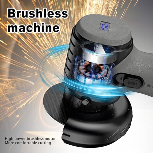 ZFULVO Cordless Angle Grinder Brushless Kit 19500rpm Cutting and Grinding