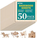 50 Pack Basswood Sheets for Crafts,12"x12"x1/8" 3mm Thick Plywood Sheets with Smooth Surfaces-Unfinished Squares Wood Boards for Laser Cutting, Wood Burning, Architectural Models, Staining