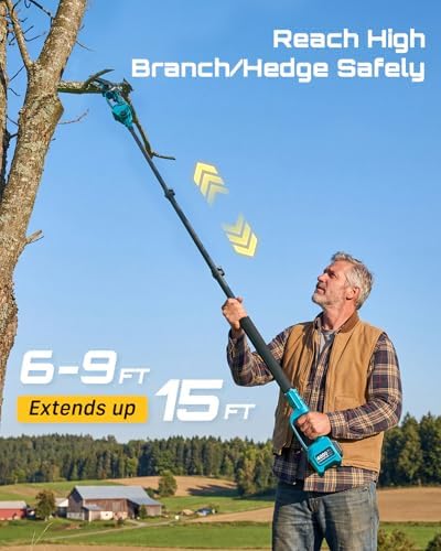 SEESII 6-in-1 Cordless Pole Saw & Hedge Trimmer Combo, Brushless Motor
