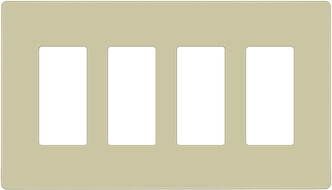 ENERLITES Screwless Decorator Wall Plates Child Safe Outlet Covers, Gloss Finish, Medium Size 4-Gang 4.88" H x 8.58” L, Unbreakable Polycarbonate Thermoplastic, SI8834M-I, Ivory