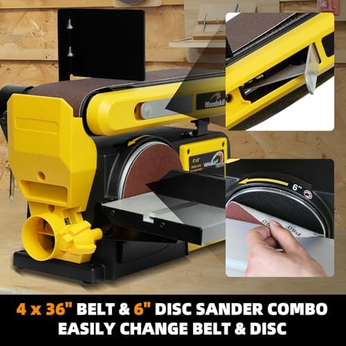 Woodskil 3A Variable Speed Belt Disc Sander for Wood,4x36" Belt,6" Disc
