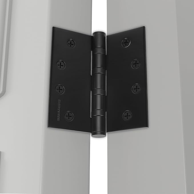6 Pack goldenwarm Matte Black 4inch Door Hinges for Exterior Doors Ball Bearing Door Hinges with Square Corners, Heavy-Duty, 304 Stainless Steel