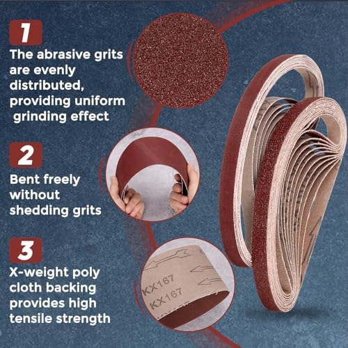 18 Pcs Sanding Belts 2-1/2 x 16 Inch 40 Grit Aluminum Oxide