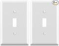 ELEGRP 1-Gang Mid Size Toggle Switch Covers, Light Switch Wall Plate, Unbreakable Polycarbonate Replacement Faceplates Covers, UL Listed, Color-matched Screws Included (2 Pack, Glossy White)
