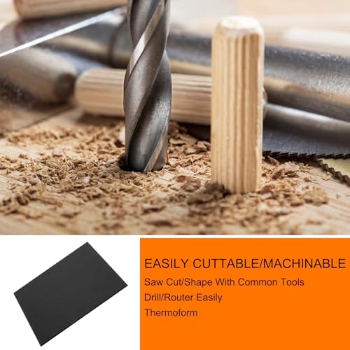 MECCANIXITY UHMW Sheet Ultra High Molecular Weight Polyethylene Sheet, 1/16" Thick Hard HDPE Plastic Sheet Board for DIY Craft 12" x 12" Black