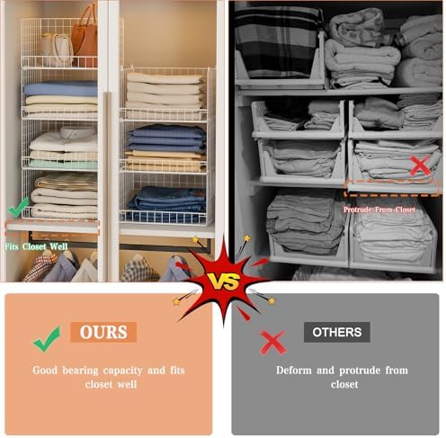 Yociyoga 7-Tier Stackable Closet Organizers and Storage Shelves, Foldable Closet Shelf Organizer System, Stackable Storage Bins Drawers for Closet Organizer System, White（Patent No. 30022416）