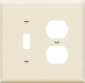 ENERLITES Combination Toggle Light Switch/Duplex Receptacle Outlet Wall Plate, Mid-Size 2-Gang 4.88" x 4.92", Polycarbonate Thermoplastic, 881121M-LA, Light Almond