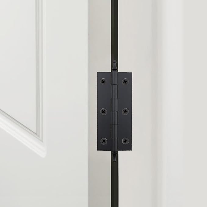 Solid Brass Folding Butt Hinges Mcredy 3 x 0.9 Inch Door Hinges Antique Style with Ball Finials,Pack of 2(Black)