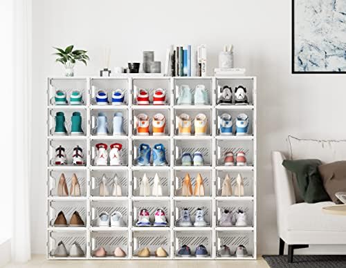 SIMPDIY XL Clear Shoe Storage Boxes, Stackable Shoe Organizer for Closet