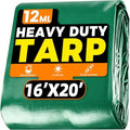 Heavy Duty Waterproof Tarp 16x20 ft, 12 Mil Thick Polyethylene
