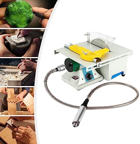Table Saw, Jewelry Rock Polishing Machine Bench Grinder Polisher Mini Table Saw 110V, Adjustable Speed Cutting Machine 800-10000rpm for Cutting Grinding Engraving Polishing