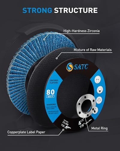 S SATC 4 1/2 Inch Flap Discs 40 PCS 80 Grit T29 Zirconia Grinding Wheels Premium Angle Grinder Sanding Discs for Metal Wood Stainless Steel