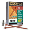 Deck Plus 4 Inch Epoxy Coated Exterior Wood and Fence Screws #10 x 4 Torx/Star Drive Included Coarse Thread, Outdoor Rust Resistant Decking Screw, Red, 1lb Box, 43 Pieces | 48437