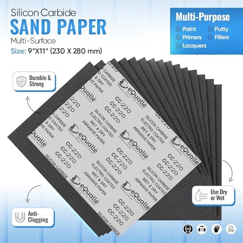 Sandpaper Grit 100, 9x11 inch, 25 Sheets