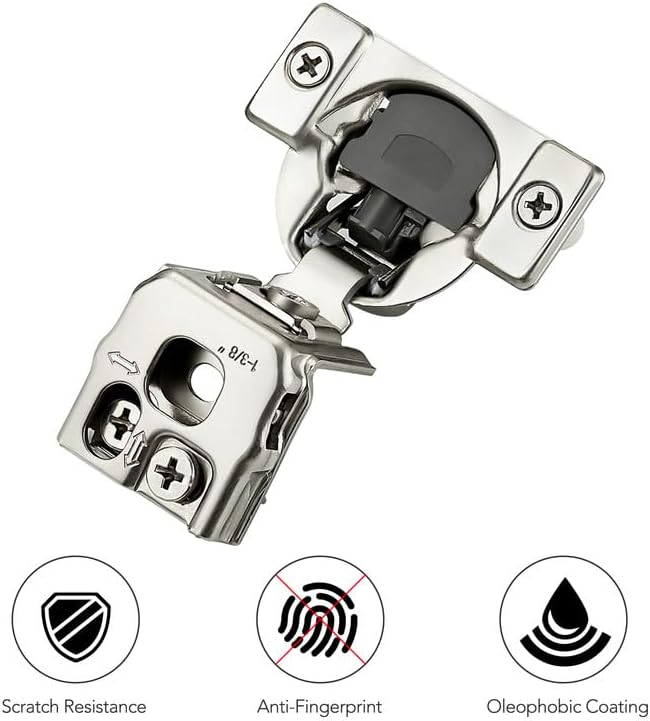 Ravinte 10 Pack 5 Pair 1-3/8 inch Overlay Soft Close Kitchen Cabinet Hinges Stainless Steel Adjustable Kitchen Hinges Satin Nickel Cabinet Hardware