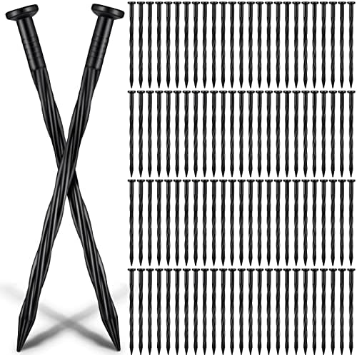 300 Pcs Landscape Edging Stakes Bulk 8 Inch Spiral Landscape Anchoring Spikes Plastic Edging Nails Yard Garden Anchoring Spikes for Weed Barrier Paver Edging Artificial Turf Stakes
