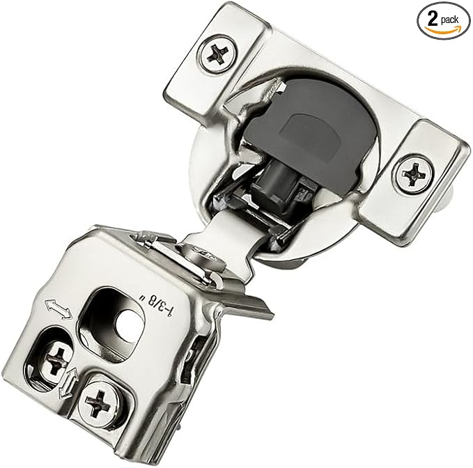 2 Pack 1 Pair 1-3/8 inch Overlay Soft Close Hinges for Kitchen Cabinet Hinges Satin Nickel Hidden Hinges Stainless Steel Concealed Hinge self Closing