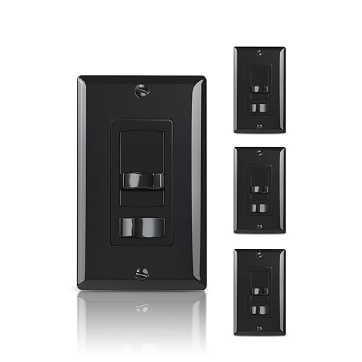 ECOELER Dimmer Light Switch, Single-Pole/3 Way, Full Range Decora Dimmer Switch for 300W Dimmable LED/CFL Lights and 600W Incandescent/Halogen, Wall Plate Included, ETL Listed, Black, 4 Pack