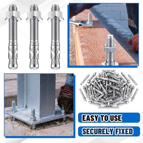 Moxweyeni 20 Pcs 3/4" X 5-1/2" Zinc Plated Wedge Anchors for Concrete
