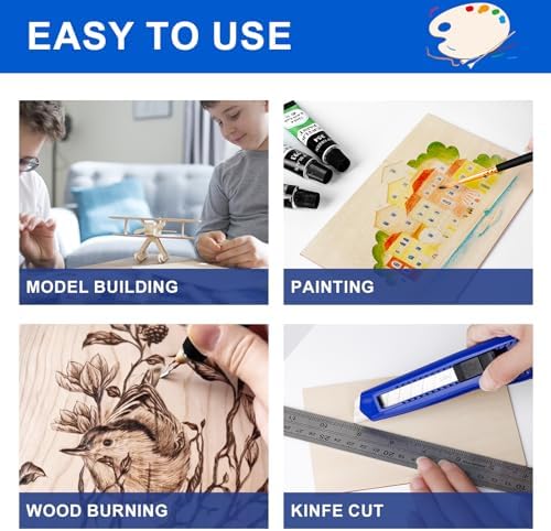 12 Pack Basswood Sheets 1/16"x12"x12", Balsa Wood Sheet for Laser Cutting and Engraving,Thin Plywood Board Unfinished Wood for Crafts, DIY Ornaments and Architectural Model, Wood Burning.