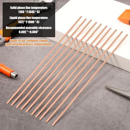 100 Sticks 15% Silver Brazing Rods AWS BCuP-5 15% Silver Solder Phos Copper Brazing Alloys Flat Welding Rods 0.050"x1/8"x10" for HVAC Refrigeration Air Conditioning Cold Storage Equipment (100 Pcs)