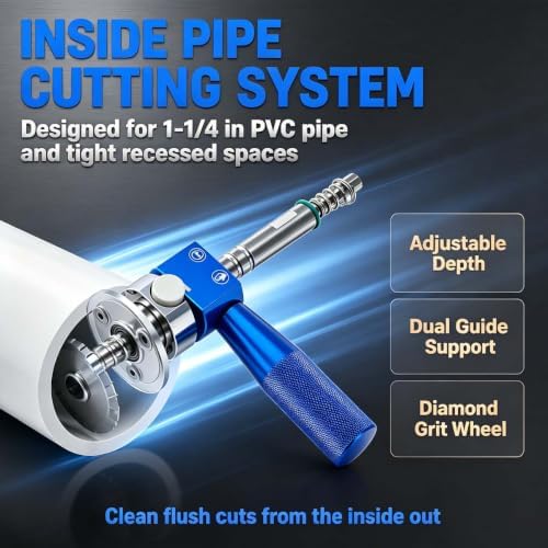1-1/4" PVC Inside Pipe Cutter Internal Cutting Tool, Diamond Wheel Grinding Disc for Precise Internal PVC Cuts, Metal Guide and Adjustable Depth Control，Yellow