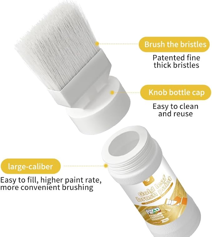 Liquid Gold Paint 6.35 Fl Oz, Non-Fading Gold Paint Finish for Art, Canvas Painting, Wood Decor, Clay Crafts