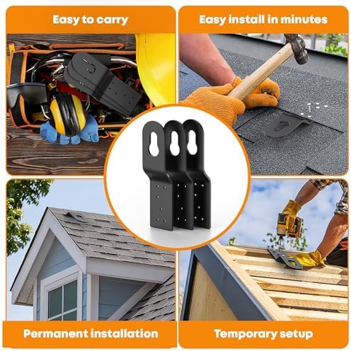 12 Pack Permanent Roof Safety Anchors for Fall Protection, Black