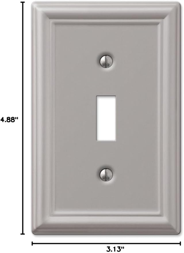 Amerelle 149TBN Chelsea Wallplate, 1 Toggle, Steel, Brushed Nickel, 1-Pack