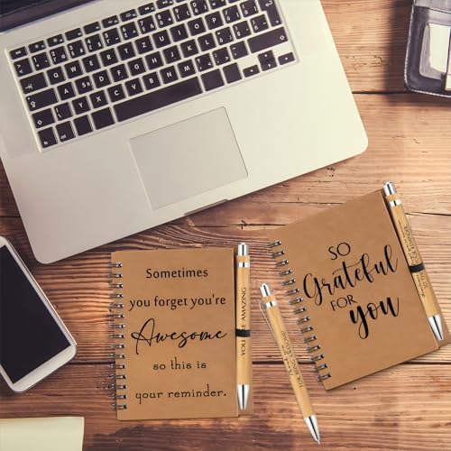 Honoson 40 Sets Inspirational Spiral Notebooks with Bamboo Pens