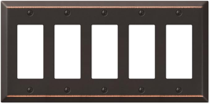 Amerelle 163R5DB Century Wallplate, 5 Rocker, Steel, Aged Bronze, 1-Pack