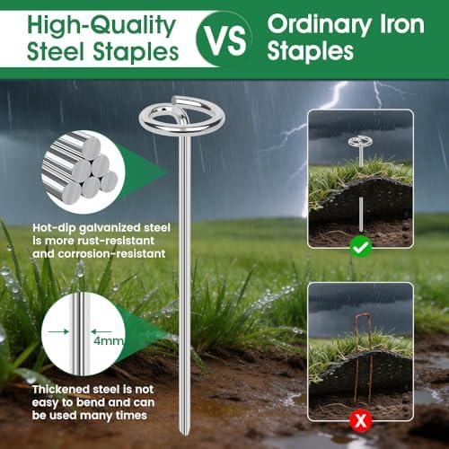 6 Inch Landscape Staples, Weed Barrier Fabric Stakes, Garden Pins (50pcs)