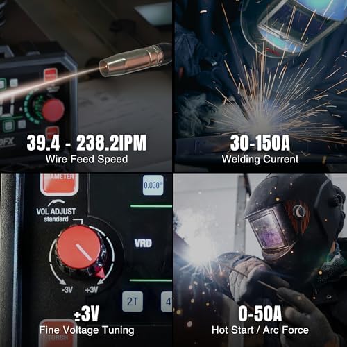 150A 3-in-1 Synergic MIG Flux Core Spot Welder 120V