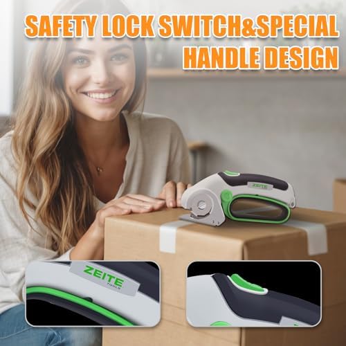ZEITE 4V Cordless Electric Scissors Cardboard Cutter with 1 x Replace Blade,1 x Storage Box,1 x USB Rechargeable Cable Rotary Cutter for Box Plastic Carpet Cloth, Easy to Hold and Safety,Gray
