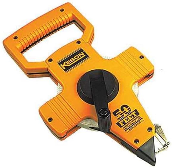 Keson OTR10M50 Open Reel Fiberglass Tape Measure Reel with Double Hook (Graduations: 1/10, 1/100 & m, cm, 2mm), 15M / 50-Foot