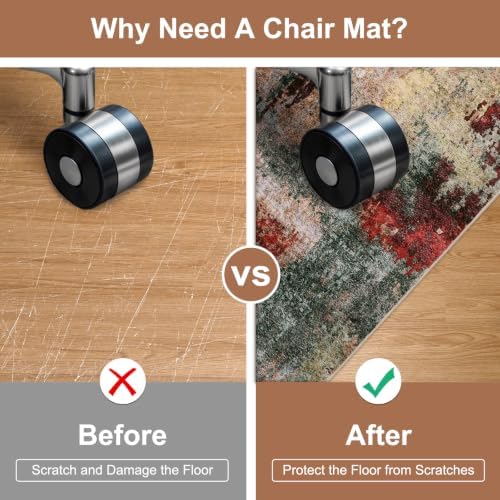 Anidaroel Office Chair Mat for Hardwood Floor, 48"x60" Under Desk Chair Rug for Rolling Chair, Anti-Slip Computer Chair Mat, Low Pile Carpets Floor Rug for Home Office Gaming Room
