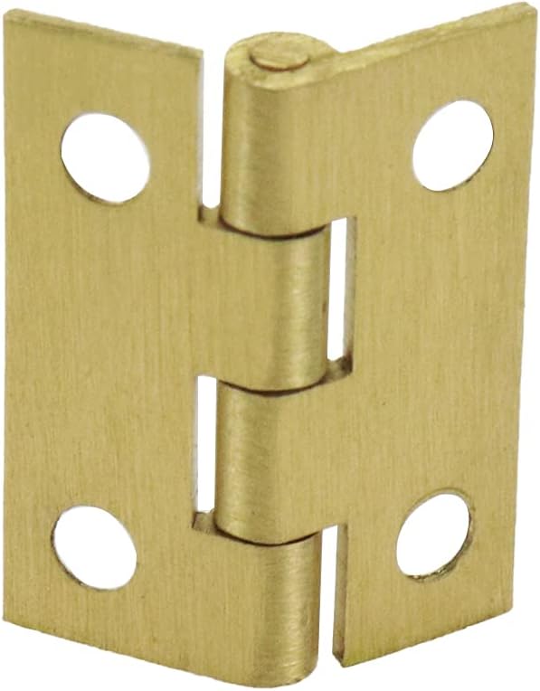 Mcredy 4 Pcs 1 Inch Small Hinges Solid Brass Gold Kitchen Cabinet Jewelry Box Hinges for Cabinets Wooden Box with Mounting Screws