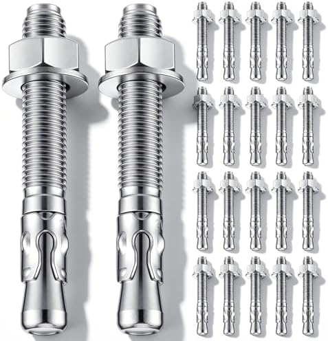 Moxweyeni 20 Pcs 3/4" X 5-1/2" Zinc Plated Wedge Anchors for Concrete