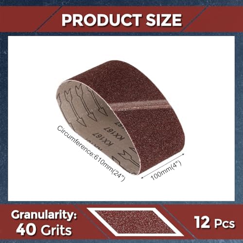 12 Pcs Sanding Belts 4 x 24 Inch 40 Grit Aluminum Oxide