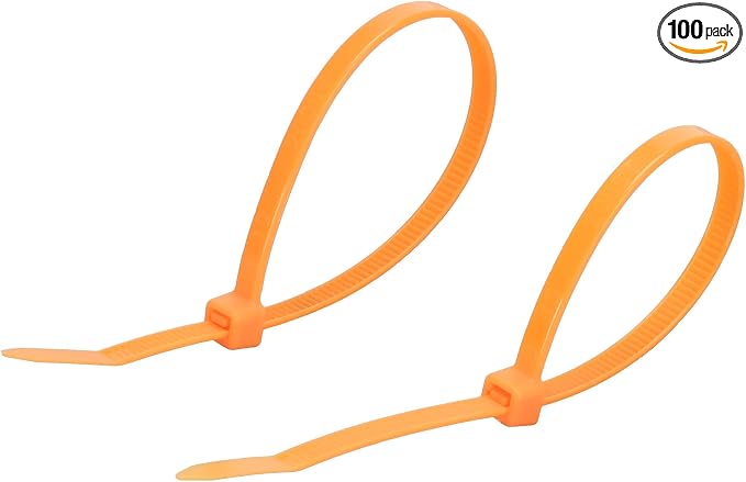 13" PP Zip Ties,Polypropylene Zip Tie, Orange Acid and Alkali Resistant Plastic Cable Tie used for Aquaculture,Floating Solar Panels,Marine Applications (Pack of 100)