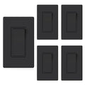 ELEGRP Matte Black 3 Way Decorative Light Switch with Plate, 15Amp, 120-277 Volt, AC Rocker Paddle Wall Switch Replacement, Self-Grounding, Residential Grade, w/Wall Plate, UL Listed (5 Pack)
