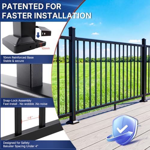 36in H x 6ft W Modular Aluminum Porch and Deck Railing Kit