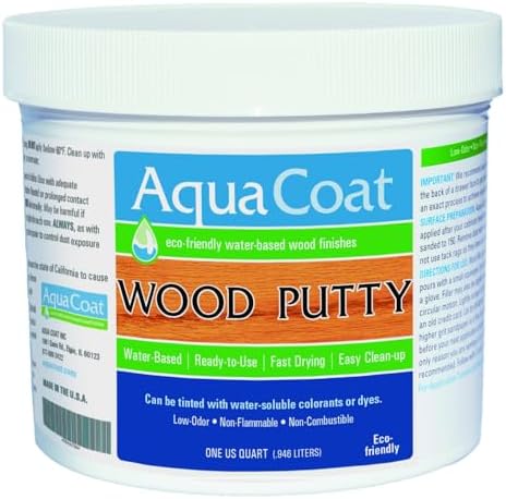 Aqua Coat Water Based Wood Putty, Easy to Sand, Tintable, Quick Drying, Paintable (Pint)