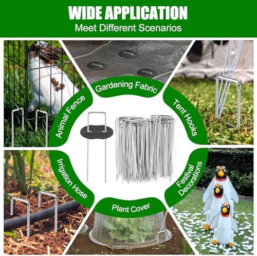 Garden Staples Set, 6Inch 11 Gauge 25pcs Galvanized Ground Nails, Anti-Rust,U-Shaped Lawn Spikes, 3mm Landscaping Fabric Pins for Weed Barrier, Groud Cover, Artificial Grass